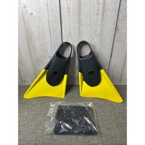 Churchill Makapuu Swim Fins Med/Large Black & Yellow With Mesh Bag